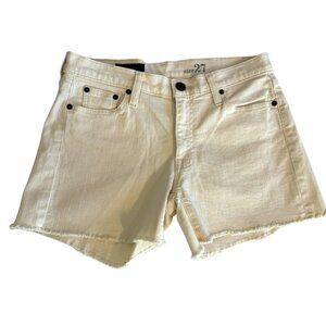 J.Crew Ivory Cotton Denim Shorts Size 27 High Rise 3” Inseam Off-white Neutral